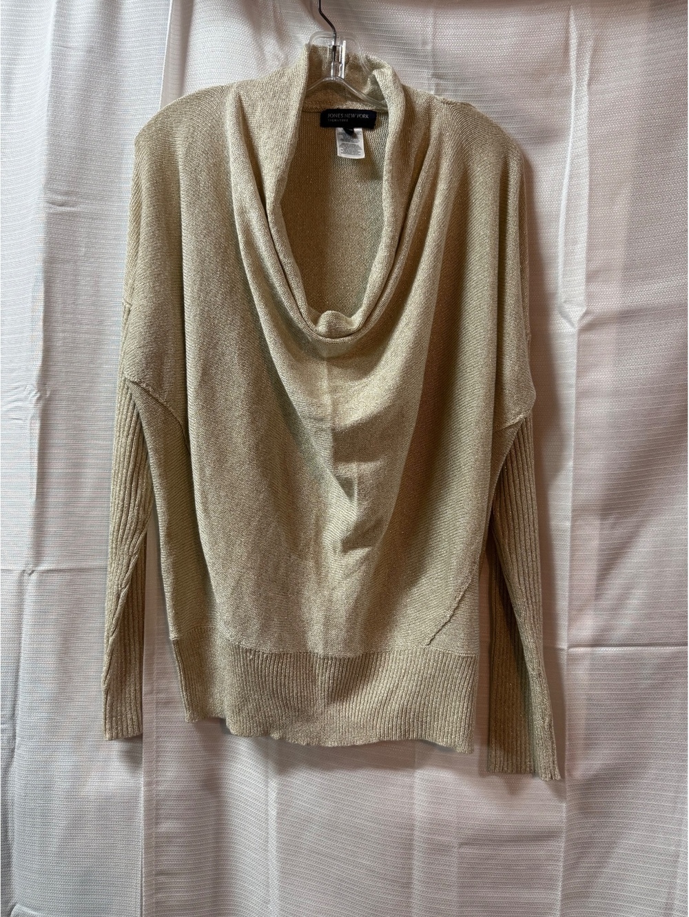 Jones New York Signature Women's Beige Cowl Neck Sweater XL